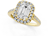 Yellow gold Emerald Halo Pavé Diamond Engagement Ring with Four-Prong Setting_4