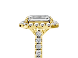 Yellow gold Emerald Halo Pavé Diamond Engagement Ring with Four-Prong Setting_8