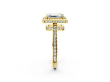Yellow gold Emerald Halo Pave Band Solitaire Ring with Prong Setting_65