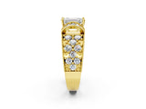Yellow gold Emerald Halo Pave Diamond Engagement Ring with Milgrain Detailing_55