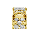 Yellow gold Emerald Halo Pave Diamond Engagement Ring with Milgrain Detailing_58