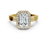 Yellow gold Emerald Halo Pave Split Shank Prong Setting Ring_27
