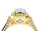 Yellow gold Emerald Halo Pave Split Shank Prong Setting Ring_31