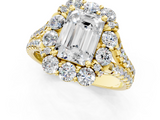Yellow gold Emerald Halo Split Shank Diamond Engagement Ring with Pave Band and Four-Prong Setting_53