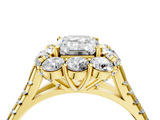 Yellow gold Emerald Halo Split Shank Diamond Engagement Ring with Pave Band and Four-Prong Setting_56