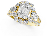 Yellow gold Emerald Halo Split Shank Diamond Engagement Ring with Prong Setting_20