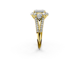 Yellow gold Emerald Halo Split Shank Diamond Engagement Ring with Prong Setting_21