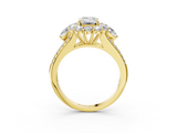 Yellow gold Emerald Halo Split Shank Diamond Engagement Ring with Prong Setting_22