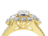 Yellow gold Emerald Halo Split Shank Diamond Engagement Ring with Prong Setting_23
