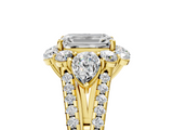 Yellow gold Emerald Halo Split Shank Diamond Engagement Ring with Prong Setting_24