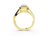 Yellow gold Emerald Halo Split Shank Diamond Ring with Four-Prong Setting_39