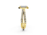 Yellow gold Emerald Halo Split Shank Diamond Ring with Pavé Setting_28