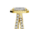 Yellow gold Emerald Halo Split Shank Diamond Ring with Pavé Setting_31