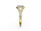 Yellow gold Emerald Halo Split Shank Diamond Ring with Prong Setting_22