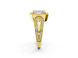 Yellow gold Emerald Halo Split Shank Milgrain Diamond Ring_20