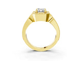 Yellow gold Emerald Halo Split Shank Milgrain Diamond Ring_21