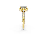 Yellow gold Emerald Halo Split Shank Pave Diamond Ring with Petal Prong Setting_21