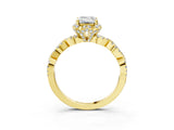 Yellow gold Emerald Halo Twist Band Solitaire Ring with Six-Prong Setting_35