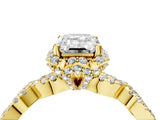 Yellow gold Emerald Halo Twist Band Solitaire Ring with Six-Prong Setting_36