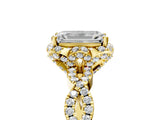 Yellow gold Emerald Halo Twist Band Solitaire Ring with Six-Prong Setting_37