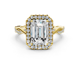 Yellow gold Emerald Halo Twist Band Solitaire Ring_17
