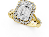 Yellow gold Emerald Halo Twist Band Solitaire Ring_18