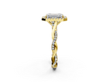 Yellow gold Emerald Halo Twist Band Solitaire Ring_19