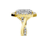 Yellow gold Emerald Halo Twist Band Solitaire Ring_22