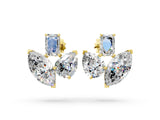 Yellow gold Emerald, Marquise and Pear Diamond Mosaic Three Stone Fan Earrings_40