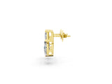 Yellow gold Emerald, Marquise and Pear Diamond Mosaic Three Stone Fan Earrings_41