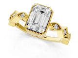 Yellow gold Emerald Milgrain Marquise Diamond Twist Band Ring_39