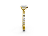 Yellow gold Emerald Milgrain Pave Diamond Engagement Ring with Four-Prong Setting_127