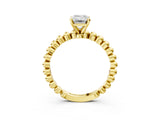 Yellow gold Emerald Solitaire Beaded Band Prong Setting Ring 3