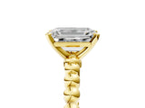 Yellow gold Emerald Solitaire Beaded Band Prong Setting Ring 5
