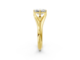 Yellow gold Emerald Solitaire Beaded Band Six-Prong Setting_6
