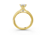 Yellow gold Emerald Solitaire Beaded Band Six-Prong Setting_7
