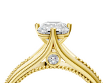 Yellow gold Emerald Solitaire Beaded Band Six-Prong Setting_8