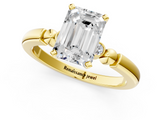 Yellow gold Emerald Solitaire Beaded Band with Four-Prong Setting_64