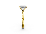 Yellow gold Emerald Solitaire Beaded Band with Four-Prong Setting_65