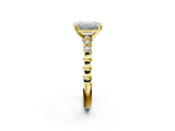 Yellow gold Emerald Solitaire Bezel Accent Diamond Engagement Ring with Beaded Band and Four-Prong Setting_67
