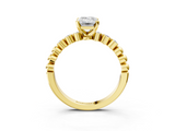 Yellow gold Emerald Solitaire Bezel Accent Diamond Engagement Ring with Beaded Band and Four-Prong Setting_69