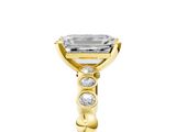 Yellow gold Emerald Solitaire Bezel Accent Diamond Engagement Ring with Beaded Band and Four-Prong Setting_70