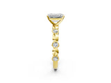 Yellow gold Emerald Solitaire Bezel-Set Diamond Ring with Beaded Band and Four-Prong Setting_49