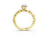Yellow gold Emerald Solitaire Bezel-Set Diamond Ring with Beaded Band and Four-Prong Setting_50