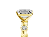 Yellow gold Emerald Solitaire Bezel-Set Diamond Ring with Beaded Band and Four-Prong Setting_52