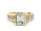 Yellow gold Emerald Solitaire Bezel-Set Diamond Ring with Channel-Set Band_41