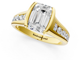 Yellow gold Emerald Solitaire Bezel-Set Diamond Ring with Channel-Set Band_42