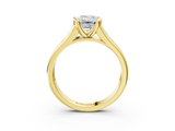 Yellow gold Emerald Solitaire Bezel-Set Diamond Ring with Channel-Set Band_44