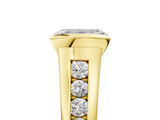 Yellow gold Emerald Solitaire Bezel-Set Diamond Ring with Channel-Set Band_46