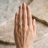 Yellow gold Emerald Solitaire Bezel Set Diamond Ring with Wide Band_15